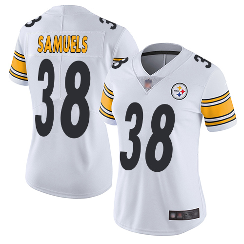 Women Pittsburgh Steelers Football 38 Limited White Jaylen Samuels Road Vapor Untouchable Nike NFL Jersey